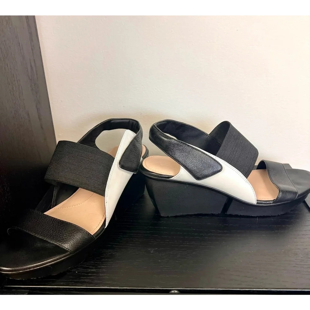 Women's Nina Sandals,‎ Size 8 Black/White